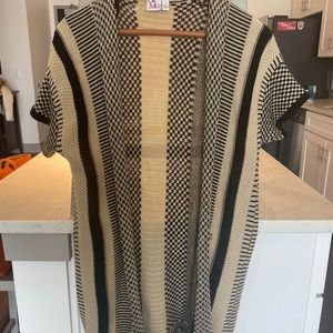 Knit mid length sweater cardigan
